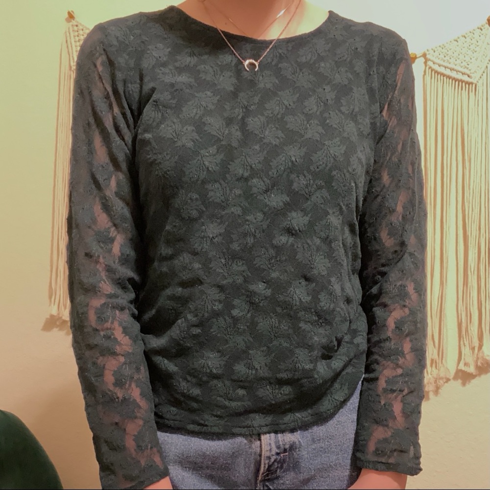 emerald green sheer lacy top
